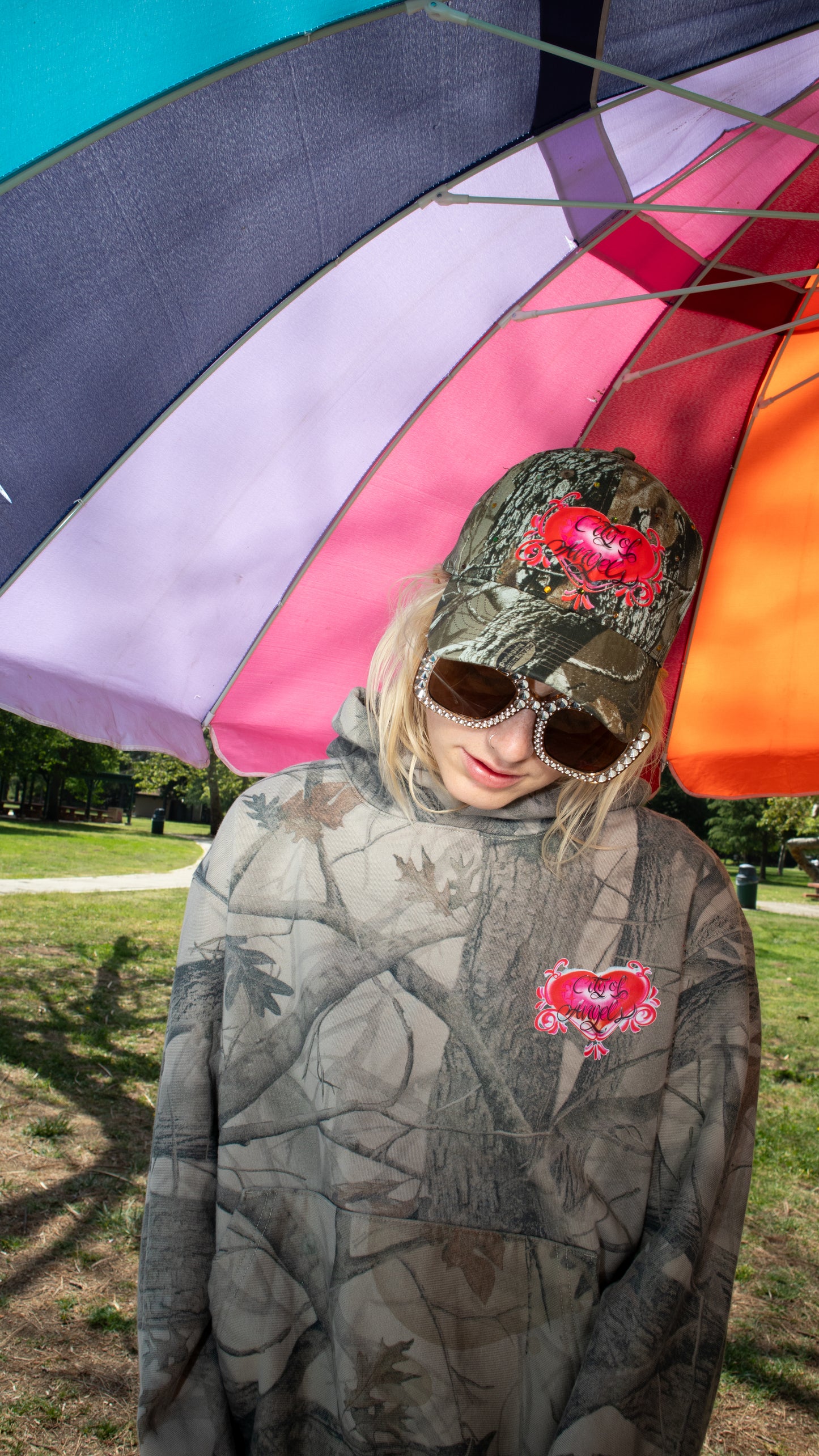 Hearted Camo Pullover Hoodie