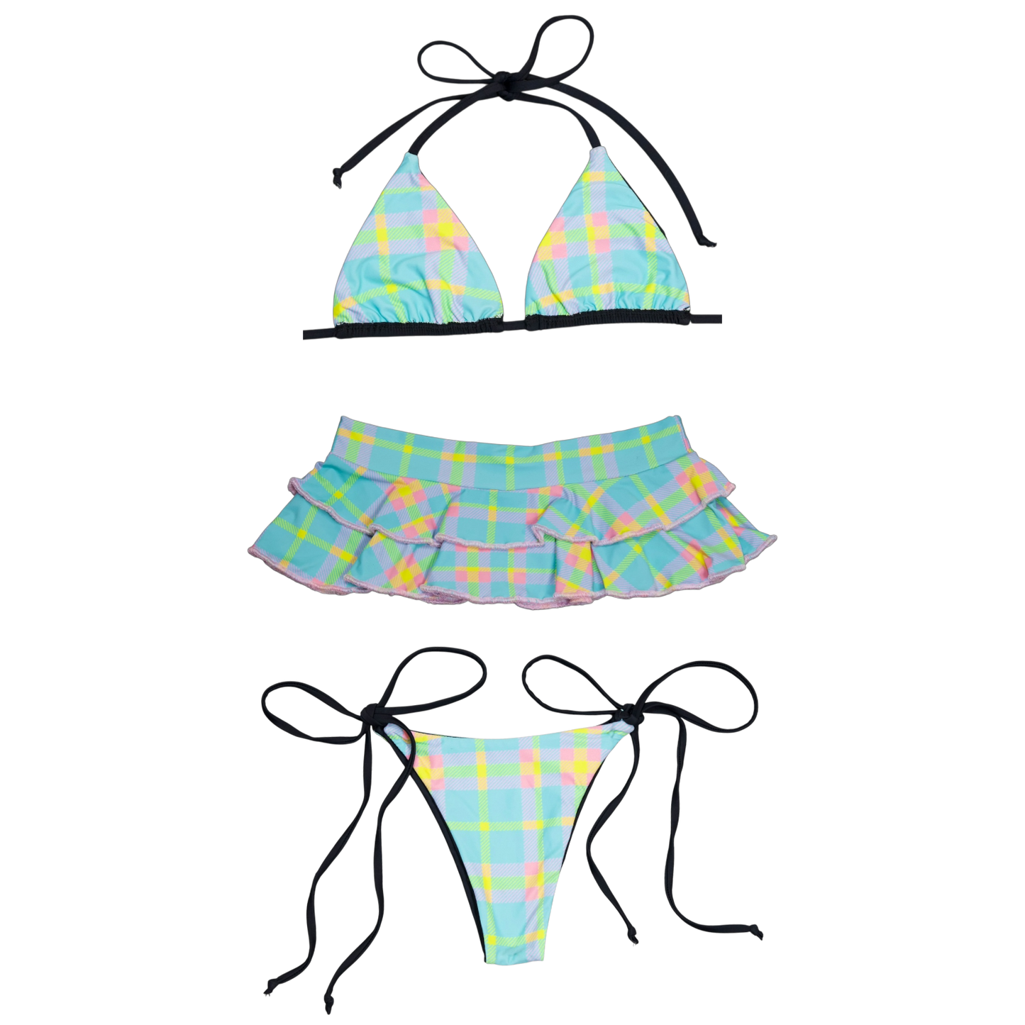 Plaid Laced Bikini Top