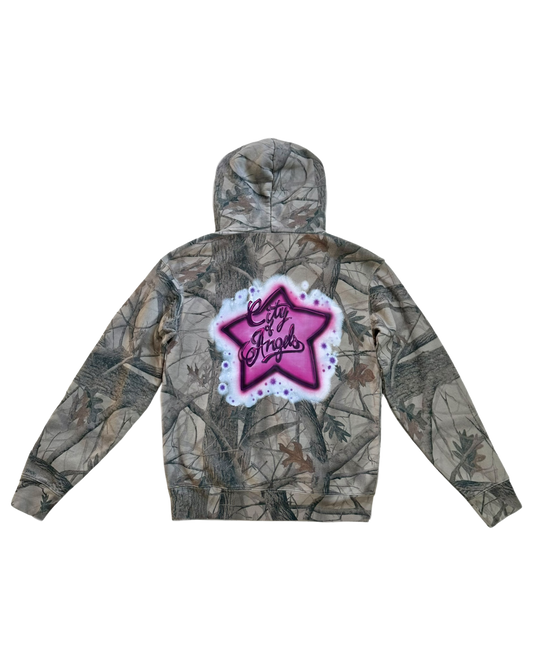 Starred Camo Pullover Hoodie