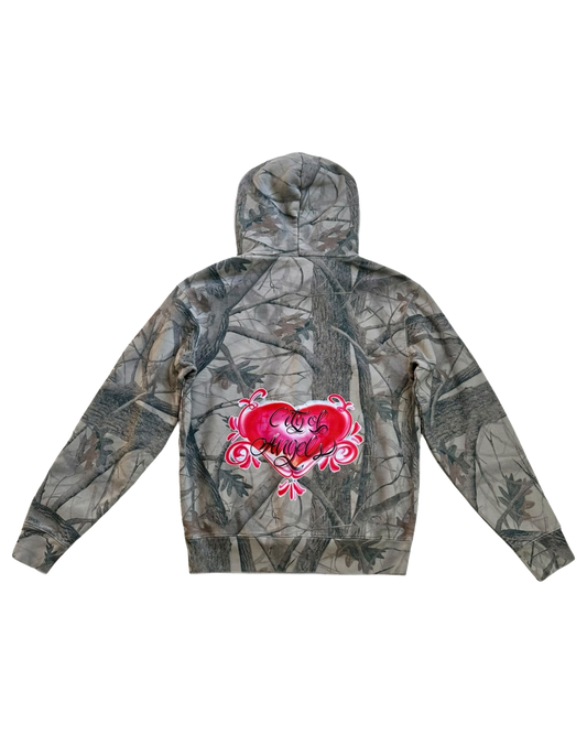 Hearted Camo Pullover Hoodie
