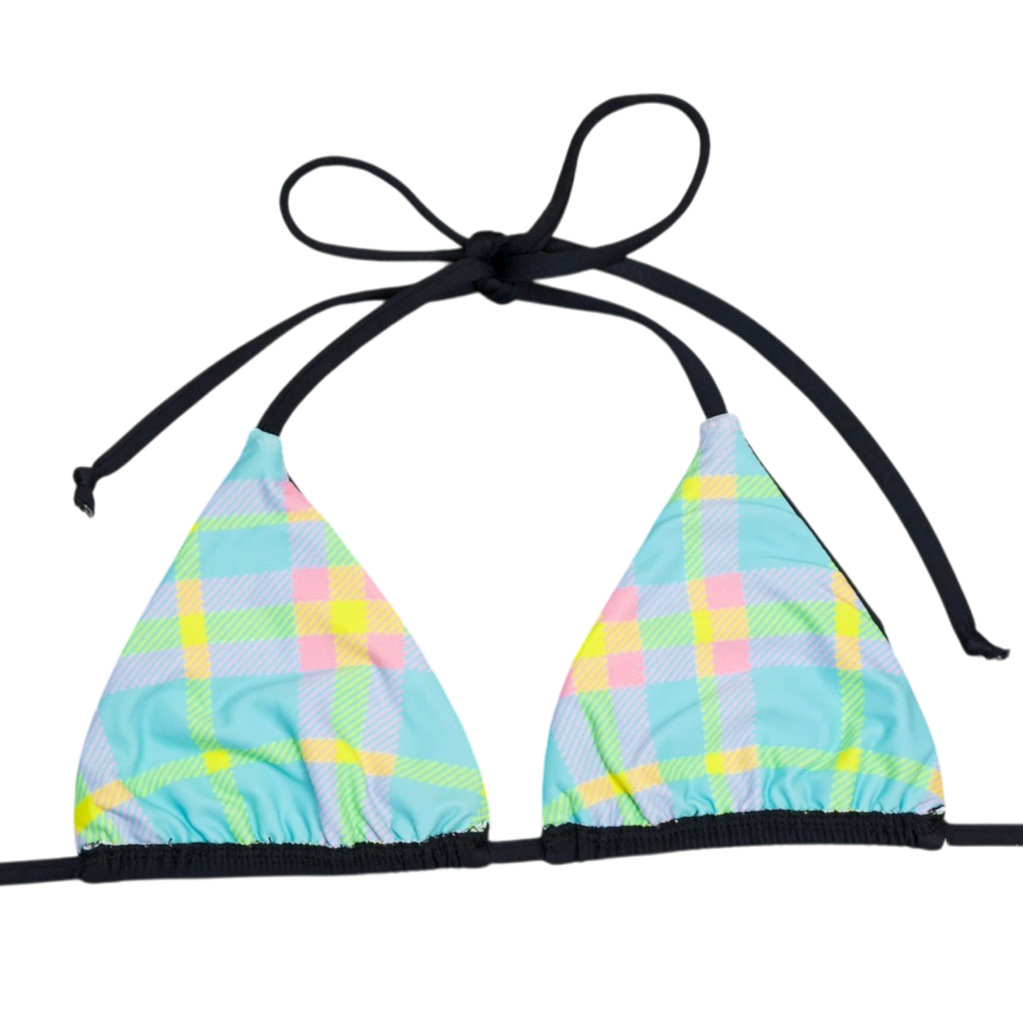 Plaid Laced Bikini Top