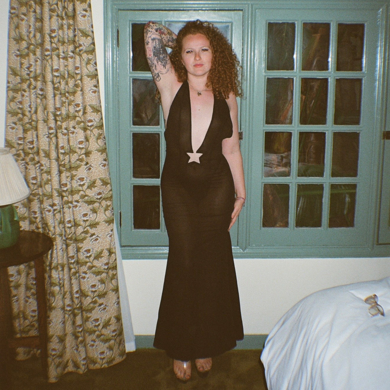 Black Silk Chiffon Starlette Gown