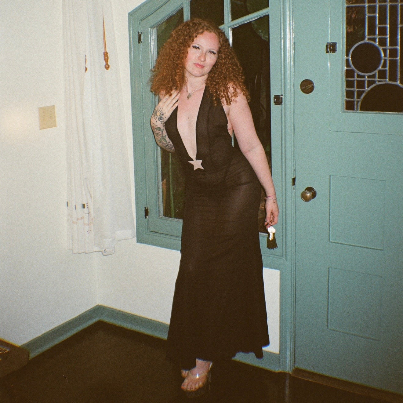 Black Silk Chiffon Starlette Gown
