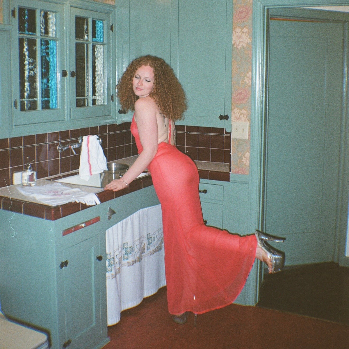 Red Silk Chiffon Starlette Gown