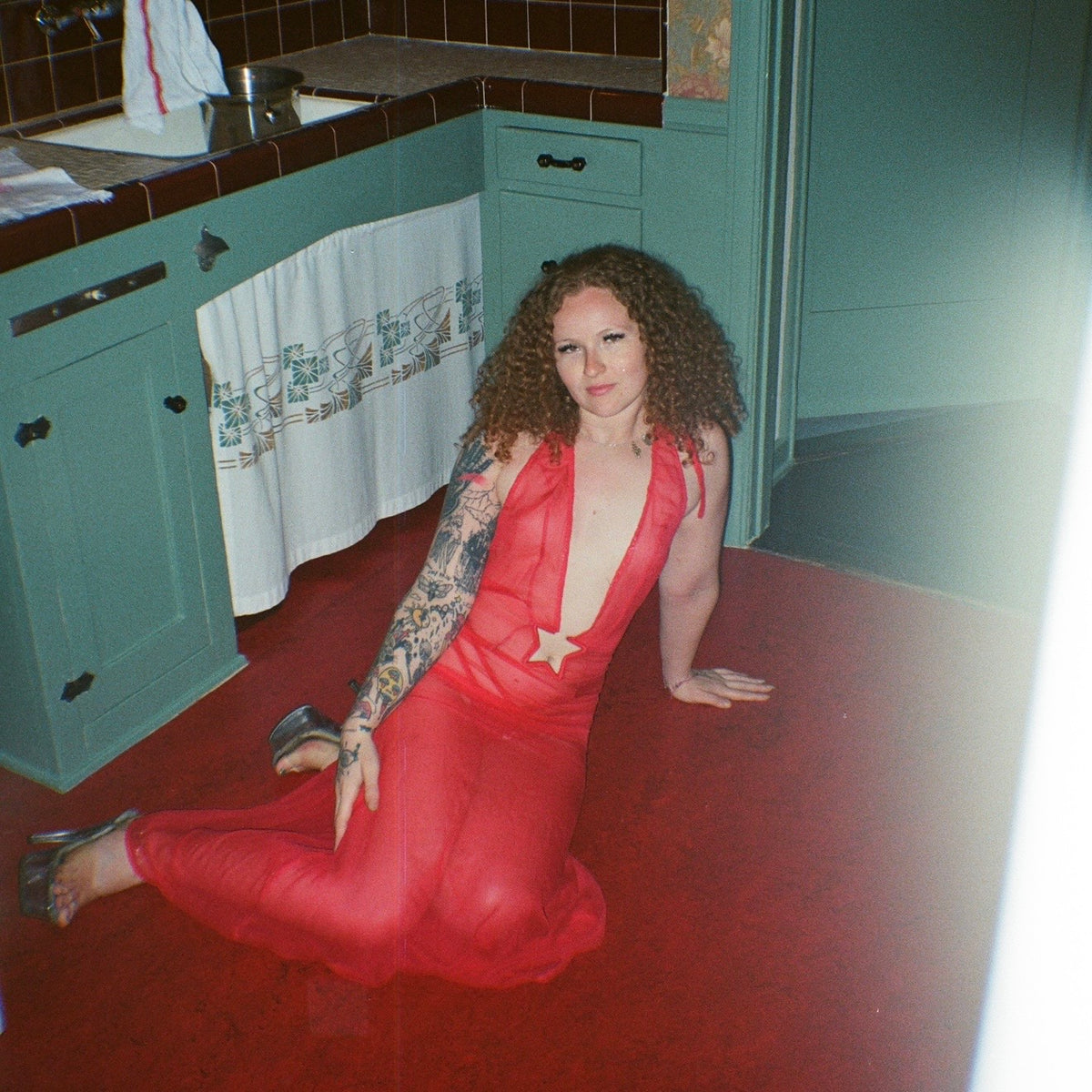 Red Silk Chiffon Starlette Gown