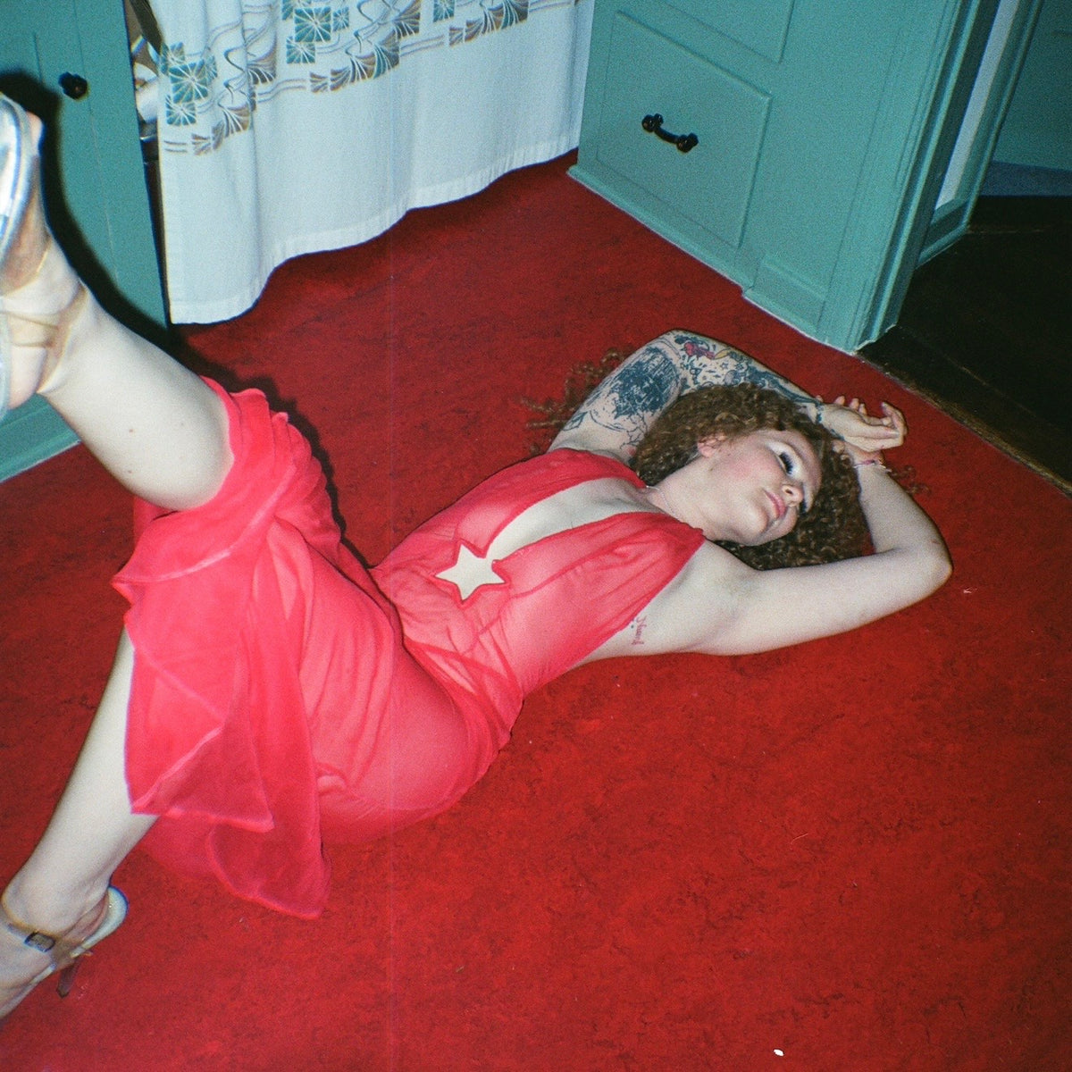 Red Silk Chiffon Starlette Gown