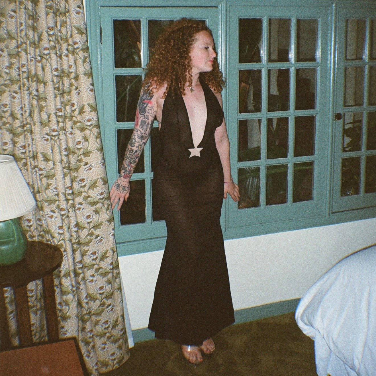 Black Silk Chiffon Starlette Gown