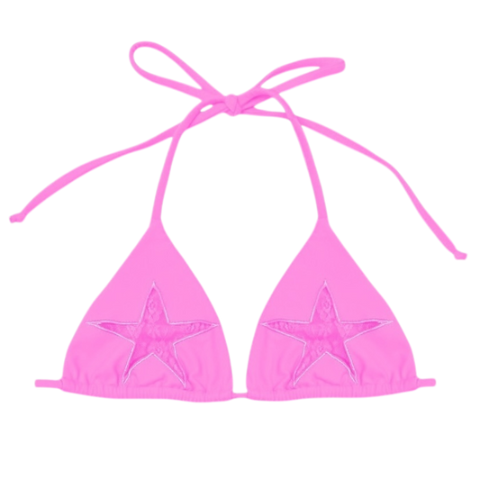 Pink Laced Bikini Top