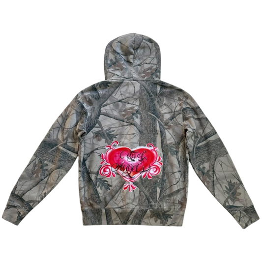 Hearted Camo Pullover Hoodie