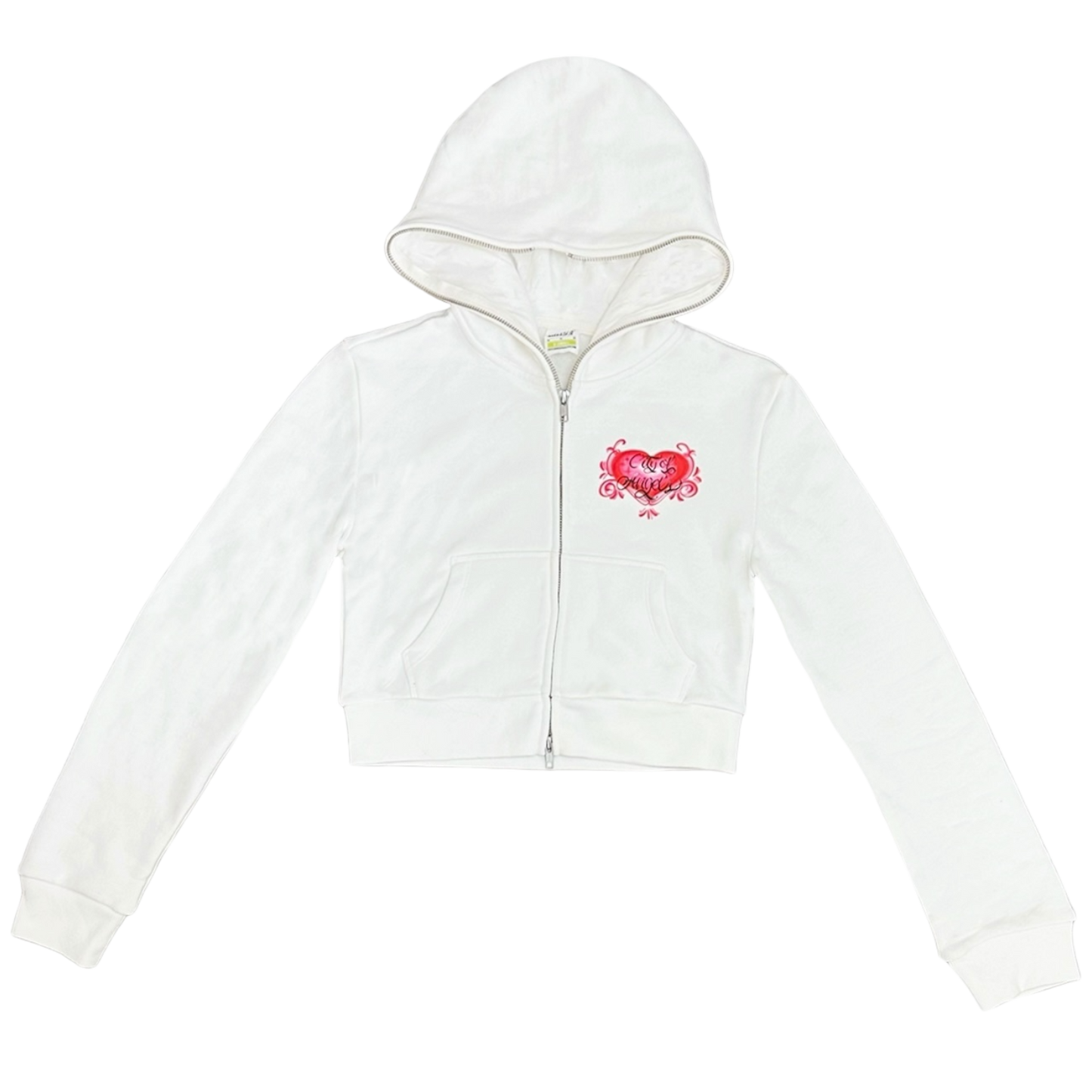 Hearted Cropped Full Zip Hoodie