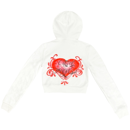 Hearted Cropped Full Zip Hoodie