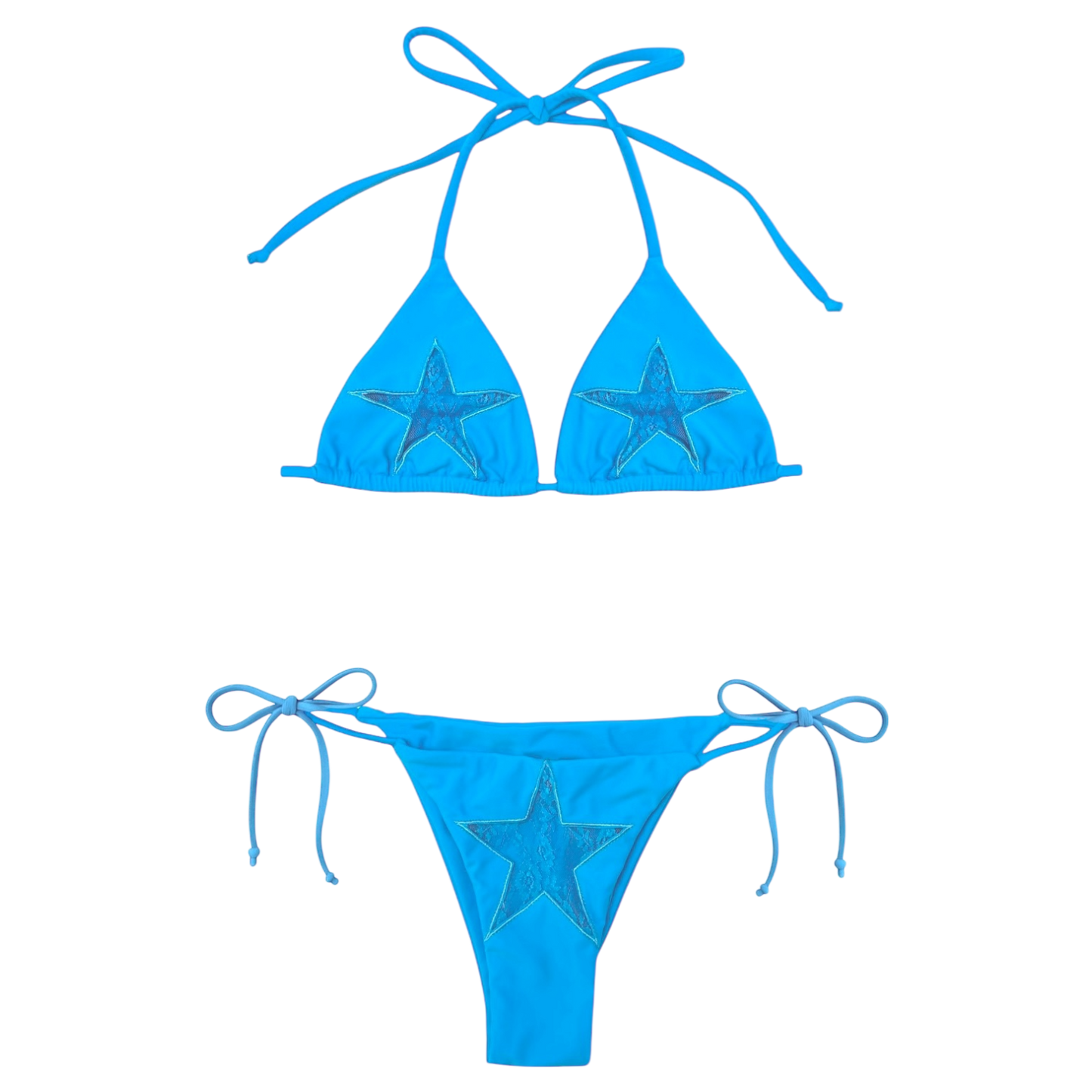 Blue Laced Bikini Top