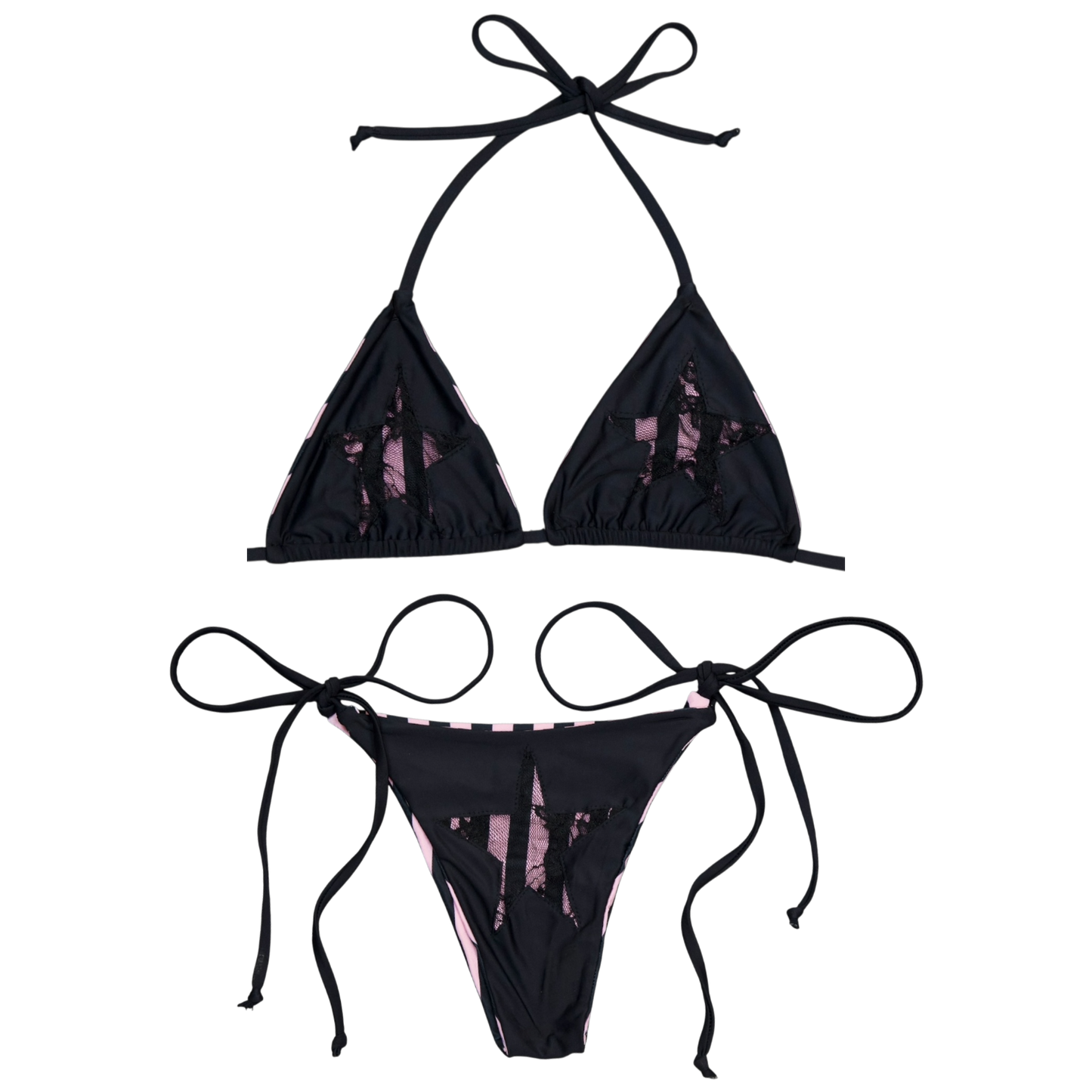 Stripe Laced Bikini Bottom