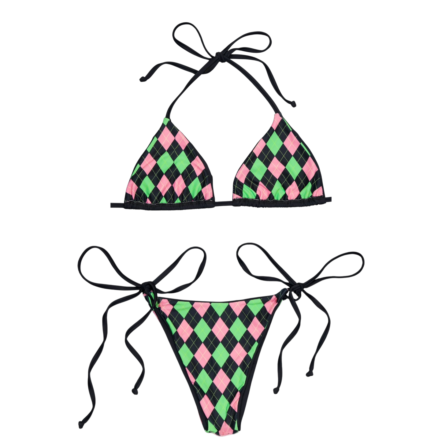 Argyle Laced Bikini Top