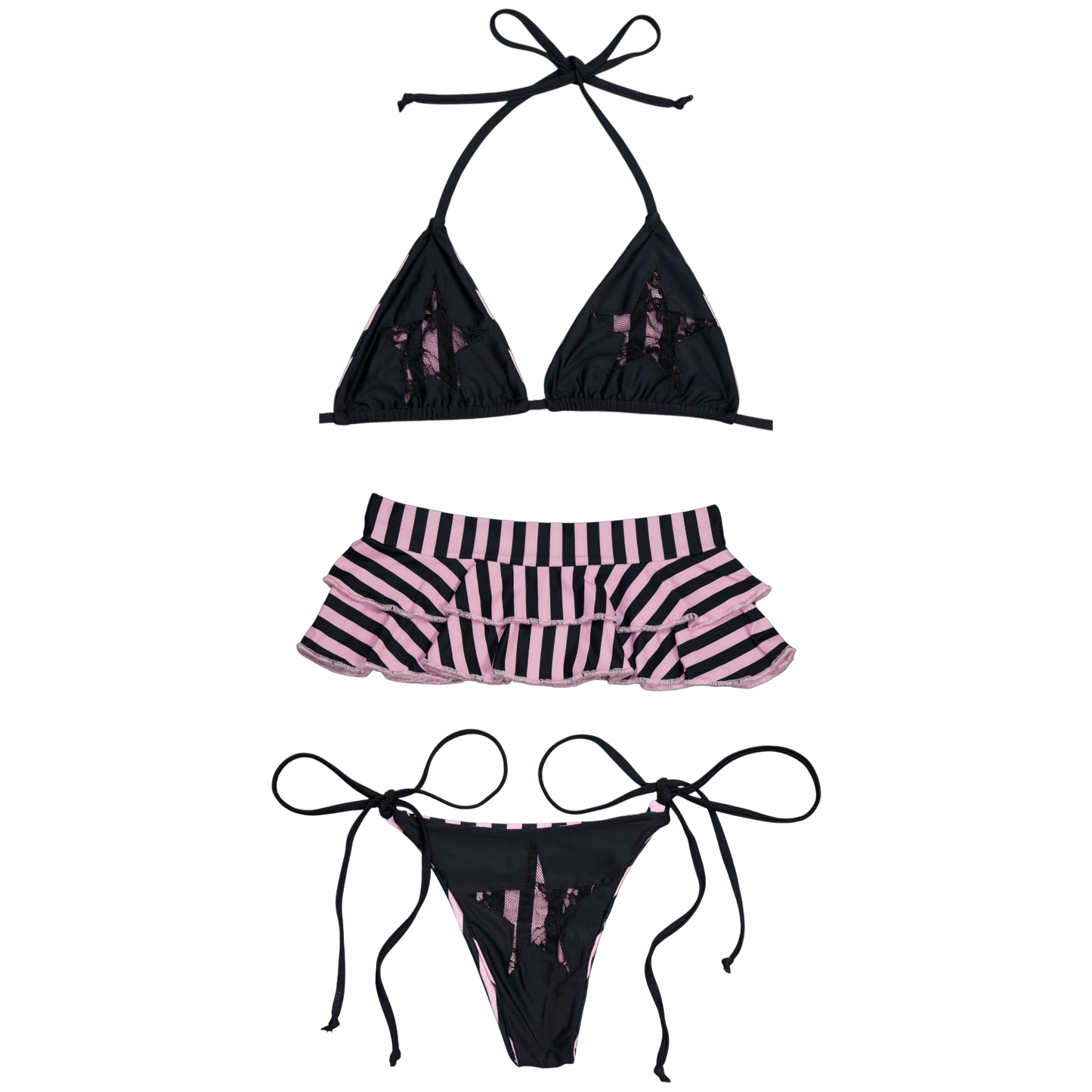 Stripe Laced Bikini Bottom
