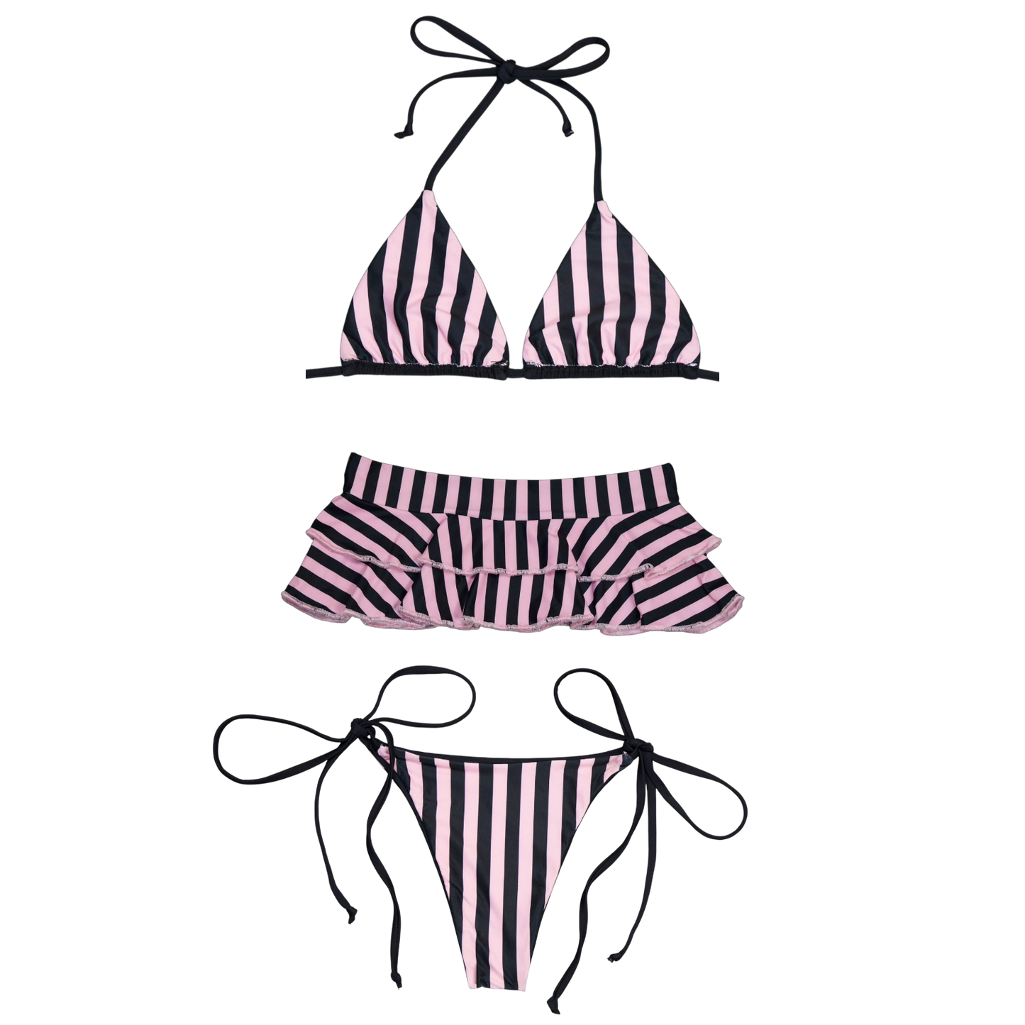 Stripe Laced Bikini Bottom